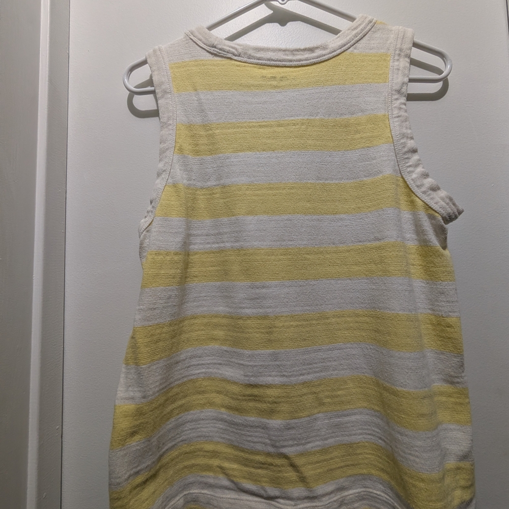 LOFT Yellow and Cream Striped Tank Top